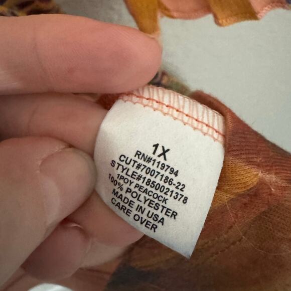 One World Short Sleeve‎ V-Neck Flowy Blouse Size 1X - Picture 6 of 6